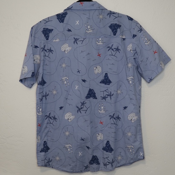 Walker Refinery Blue Pirate Map Button Down Shirt - Picture 2 of 4